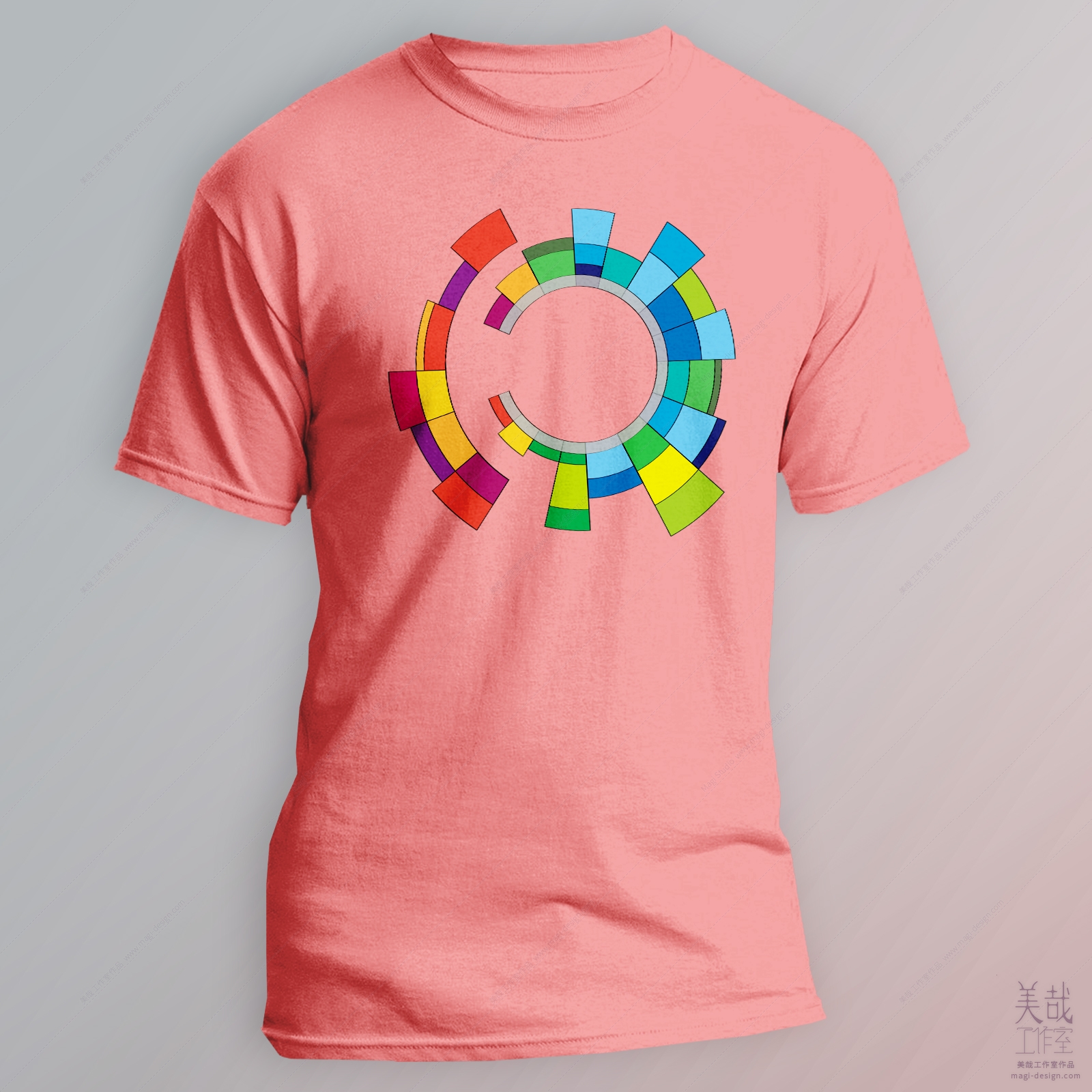 T恤图案设计效果图-粉色T恤